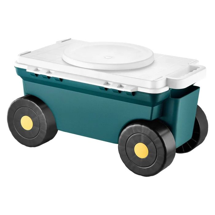Garden scooter with seat and storage box, up to 123 kg, outdoor trolley