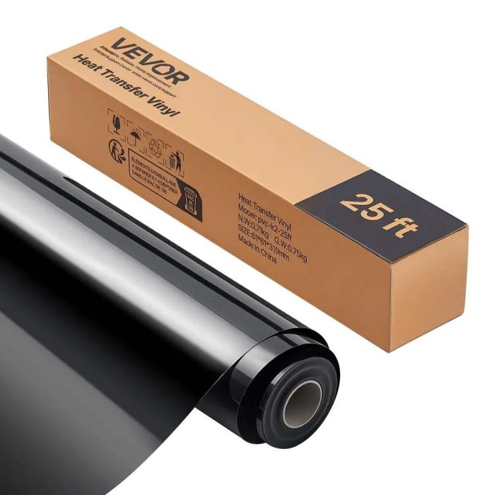 Heat transfer vinyl film, glossy black, 305x7260 mm, HTV