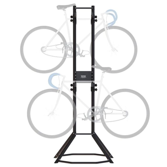 Vertical 4-bike rack, steel, black, adjustable, freestanding