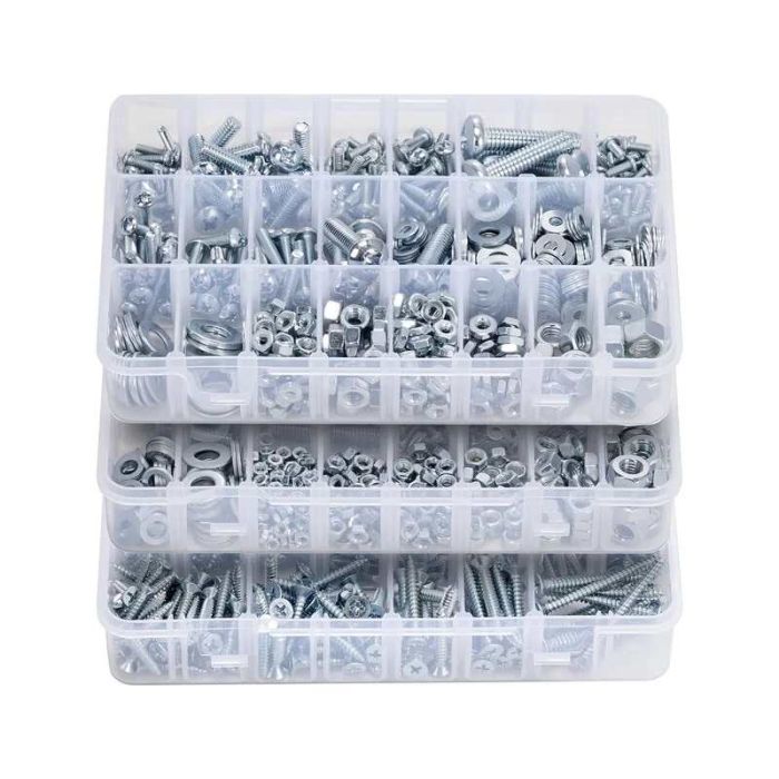 Bolt and nut set, galvanized, alloy steel, M3-M8, 2250 pcs.
