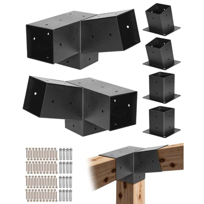 Pergola kit for 92x92 mm wooden posts, 2 bases and 2 brackets
