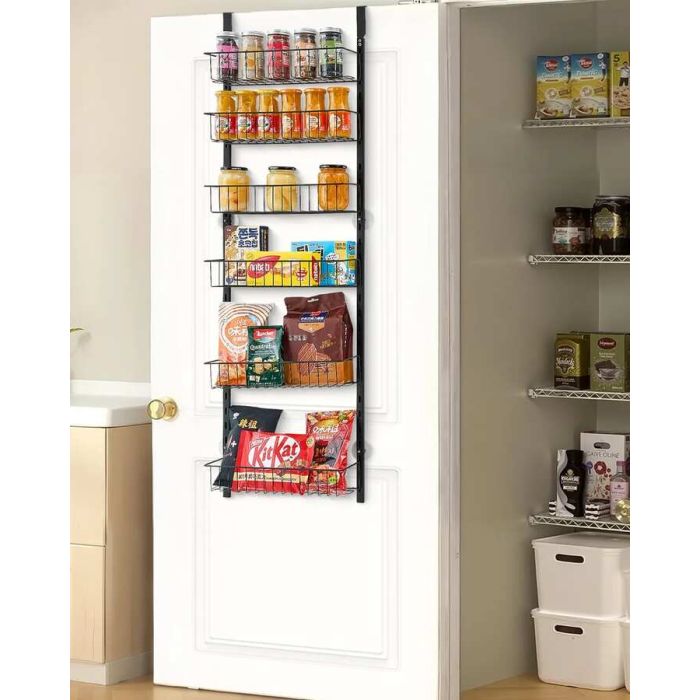 Hanging steel spice rack, 6 tiers, black