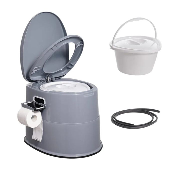 Portable camping toilet with 1.3 gal. inner bucket and paper holder