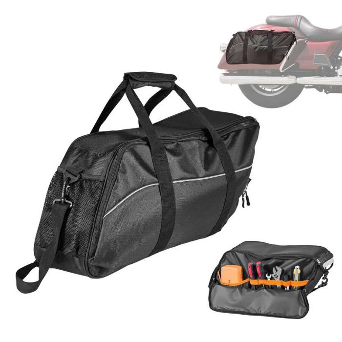 Torba motocyklowa na siodło z wkładem 18 l, czarna, kompatybilna z motocyklami Harley Davidson Touring i Street Glide