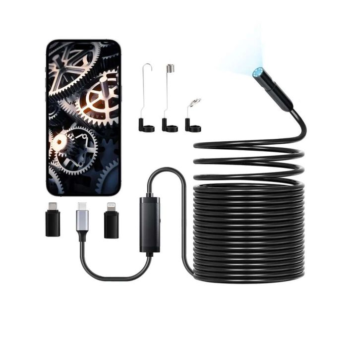 Kamera endoskopowa z kablem 15 m, 1920P HD, oświetlenie 8 LED, wodoodporność IP67