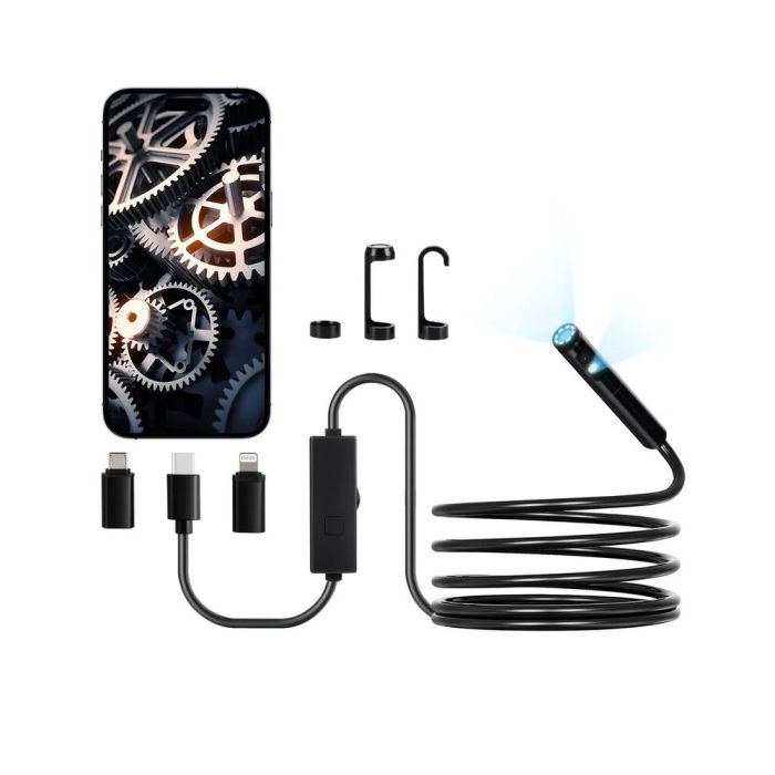Kamera endoskopowa ze światłem, 1920P HD, 8+1 diod LED, odporność IP67, kabel 3 m, Android/IOS