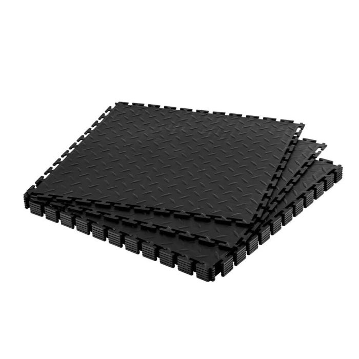 Płytki podłogowe do garażu modułowe, 8 szt., 513x513 mm, czarne, PCV, antypoślizgowe