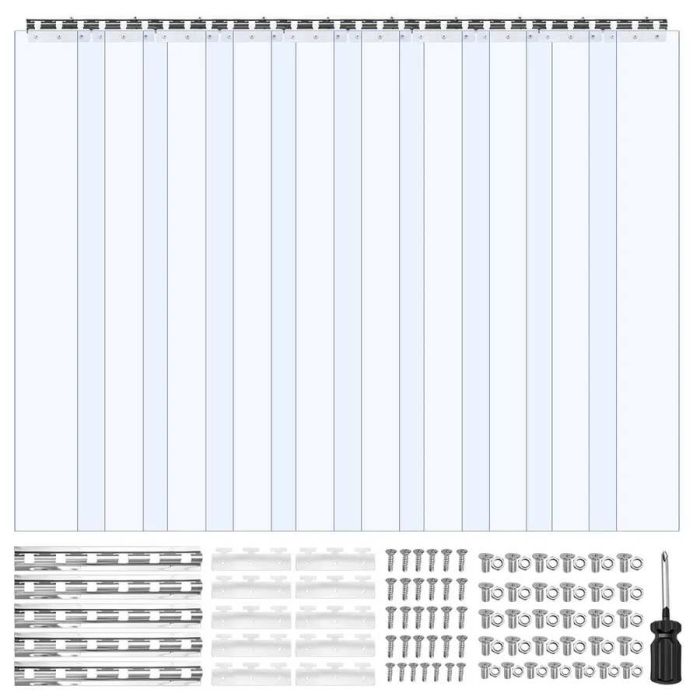 Transparent PVC door strips, 2.4x1.5 m, waterproof, 10 pcs.