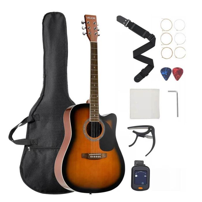Gitara akustyczna Cutway 41 cali z futerałem, sunburst, dla początkujących
