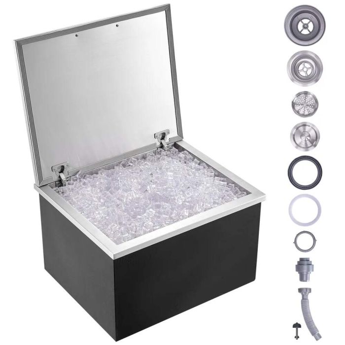 Recessed stainless steel ice box 40 L, for bar