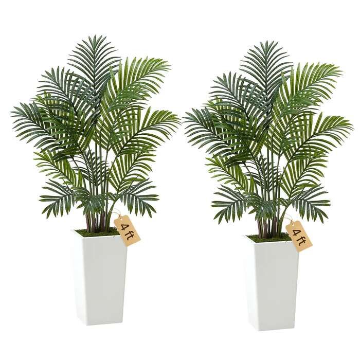 Artificial areca palm 1219 mm, 2 pcs., white pot, for indoor and outdoor decoration