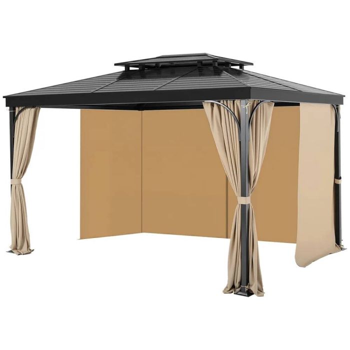 Outdoor Gazebo Curtains, 4 Panels, Khaki, 13' x 10' x 7'