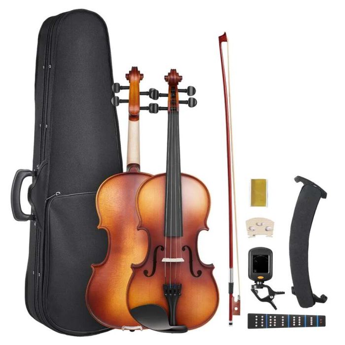 Violin 4/4, 355 mm, solid wood, matte brown, for beginners