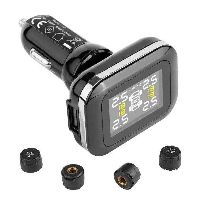 Система контроля давления в шинах для автодомов (TPMS) с 4 датчиками, беспроводная, водонепроницаемая.
