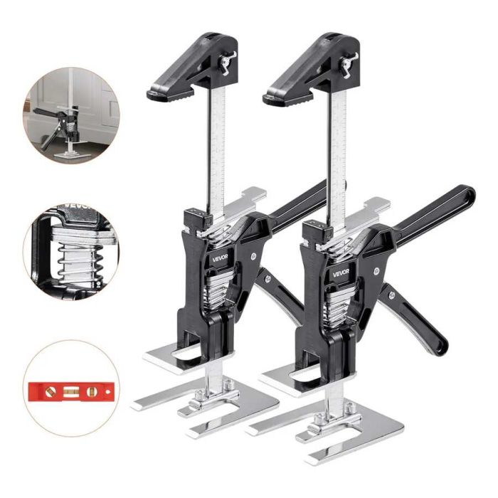 Metal hand jack with magnetic level, 180 mm, 2 pcs., black