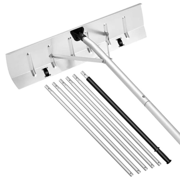 Roof rake for snow and leaves, 66 cm aluminum blade, adjustable 2.3-6 m, with wheels