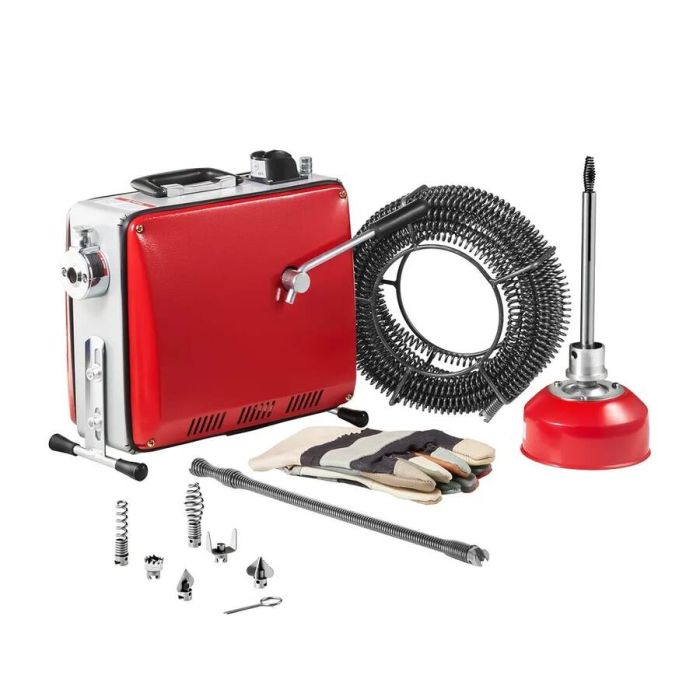 Elektryczna maszyna do czyszczenia kanalizacji, 400 W, kabel stalowy 20 m, do rur o średnicy 50–110 mm