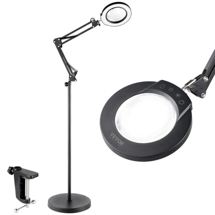 Magnifying floor lamp 5x glass with LED lighting, adjustable height