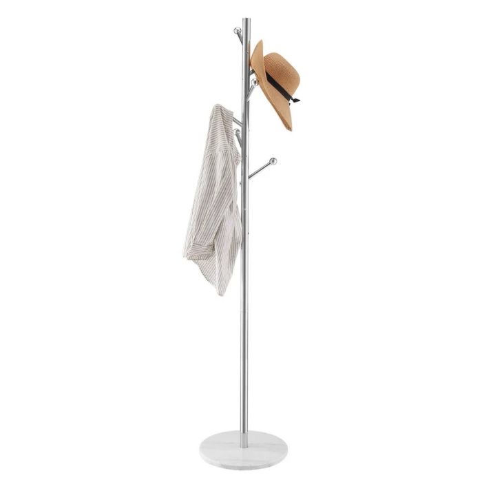 Freestanding coat rack with marble base, 8 hooks