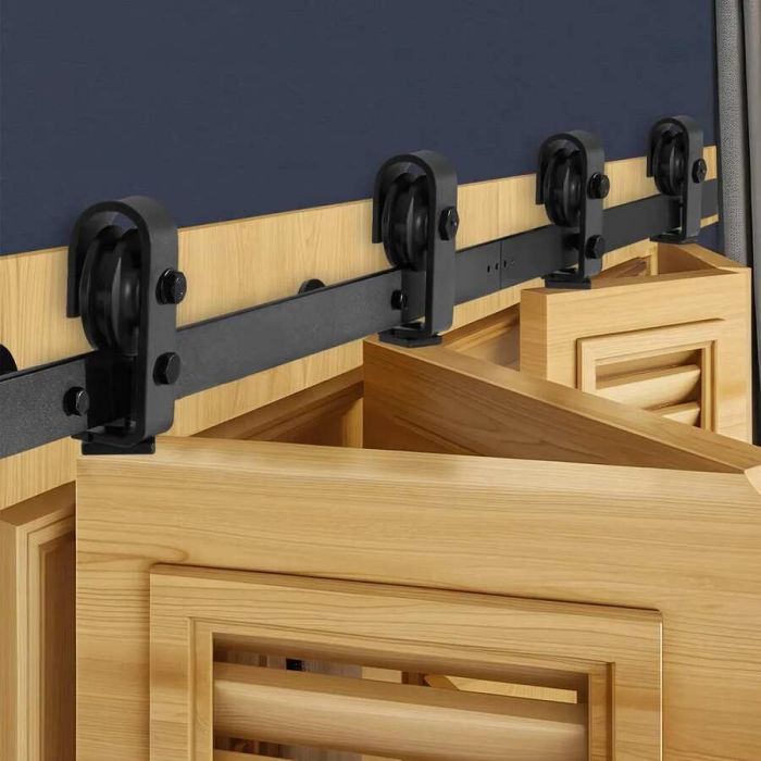 Bi-folding barn door track kit, 60 inch, top mount