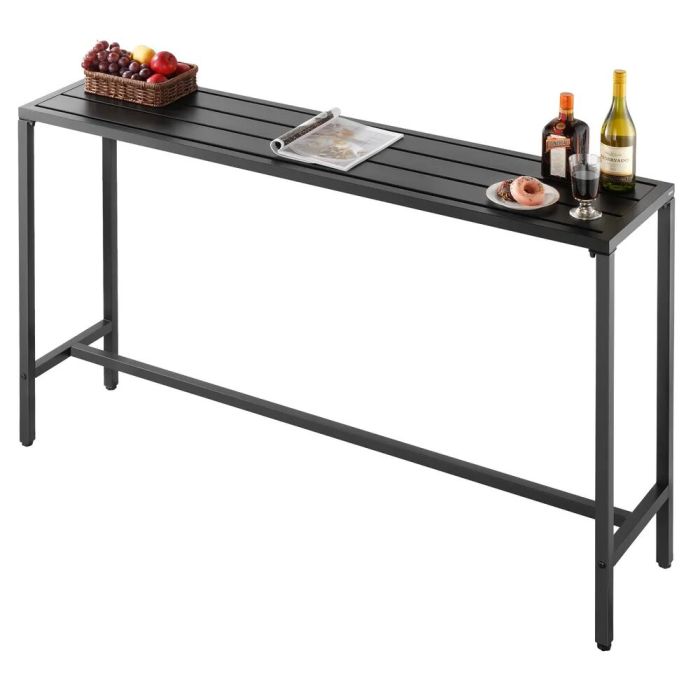 Outdoor bar table 160x37.5 cm, metal frame, waterproof