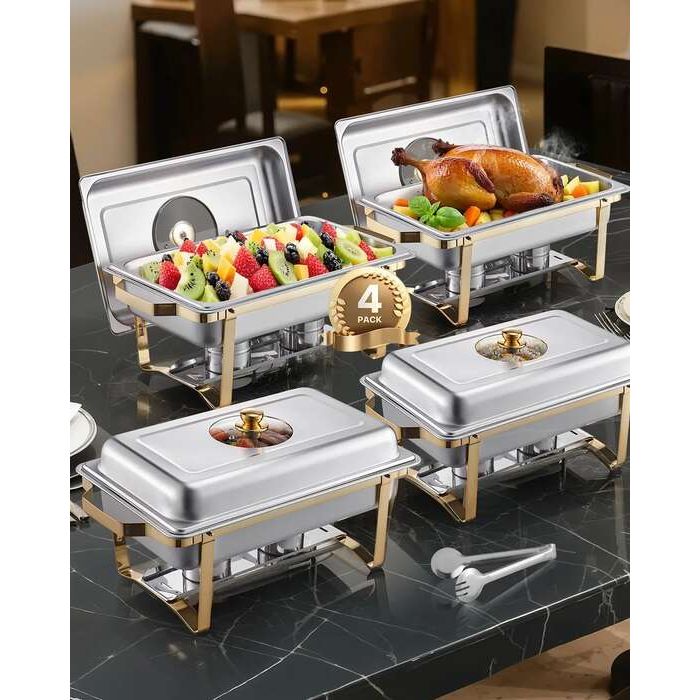 Buffet cutlery set with 4 pans, stainless steel, 8 L