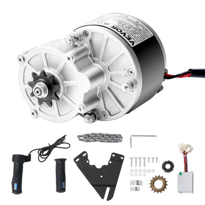 250 W 24 V brushless DC motor, 2700 rpm, speed controller, throttle handle, for karts, E. bikes, motorcycles
