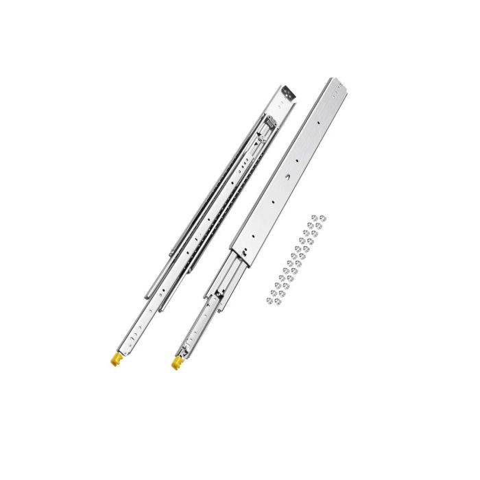 1 pair of full-extension drawer slides, 18-60 inches, 500 lb load capacity, lockable, ball bearing