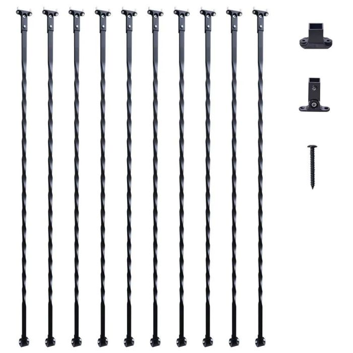 Balustrada schodowa metalowa ocynkowana, czarna matowa, 111,76 cm (10 szt.)
