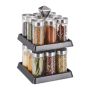 Spice rack with 16 transparent glasses 27x16.5x16.5cm., black/silver color