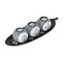 Set of 3 candlesticks and tray, grey/white/black