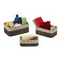 Set of 3 baskets, brown/dark brown/beige