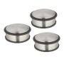 Set of 3 stainless steel door stops, silver