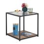 Transparent side table with shelf 50x50x50cm., black/light brown
