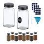 Set of 10 transparent spice jars 10.5x4.5x4.5cm., black