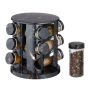 Spice rack with 12 clear glasses 22x19cm., copper/black