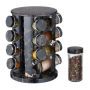 Spice rack with 16 clear glasses 27.5x19cm., black/copper color