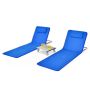 Set of 2 sun loungers and a table, blue/white