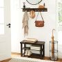 Wall hanger with 4 double hooks, vintage brown