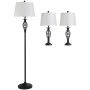 Zestaw 2 lamp stołowych i lampy podłogowej Homcom, czarno-białe
