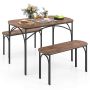 Dining room furniture set, 3 pieces, brown/black