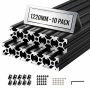 Profile aluminiowe wytłaczane VEVOR 2020T-122-10-H, 10 szt., czarne, 2 × 1,2 × 134 cm