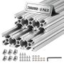 Profile aluminiowe wytłaczane VEVOR 2020T-200-6-Y, 6 szt., srebrne, 2 × 2 × 200 cm