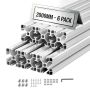 Profile aluminiowe wytłaczane VEVOR 4040, 6 szt., kolor srebrny, 40 × 40 × 200 cm