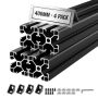Profile aluminiowe wytłaczane VEVOR 4040T-40-4-H, 4 szt., czarne, 9,5 × 9,5 × 52 cm