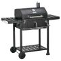 Grill węglowy z wędzarnią Outsunny 120x64x114cm, kolor czarno-srebrny