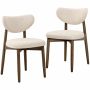 Set of 2 upholstered kitchen chairs, beige, ergonomic backrest