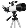 Teleskop astronomiczny dla początkujących, obiektyw 70 mm, kolor biały + czarny