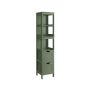Высокий шкаф для ванной VASAGLE BBC66WT, 2 ящика, 3 открытых отделения, Зелёный, 30 × 141,5 × 30 см