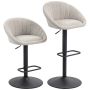 Bar stools, 2 pcs, Beige, 53.5 × 83–103 × 46 cm
